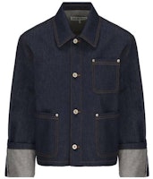 (Women) LOEWE SS23 Blue Denim Jacket with Cuffed Sleeves and Button-Up Design. S359Y13X36-2834 (Women) LOEWE SS23 Blue Denim Jacket with Cuffed Sleeves and Button-Up Design. S359Y13X36-2834