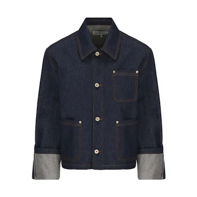 (Women) LOEWE SS23 Blue Denim Jacket with Cuffed Sleeves and Button-Up Design. S359Y13X36-2834