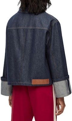 (Women) LOEWE SS23 Blue Denim Jacket with Cuffed Sleeves and Button-Up Design. S359Y13X36-2834 Shop (Women) LOEWE SS23 Blue Denim Jacket with Cuffed Sleeves and Button-Up Design. S359Y13X36-2834
