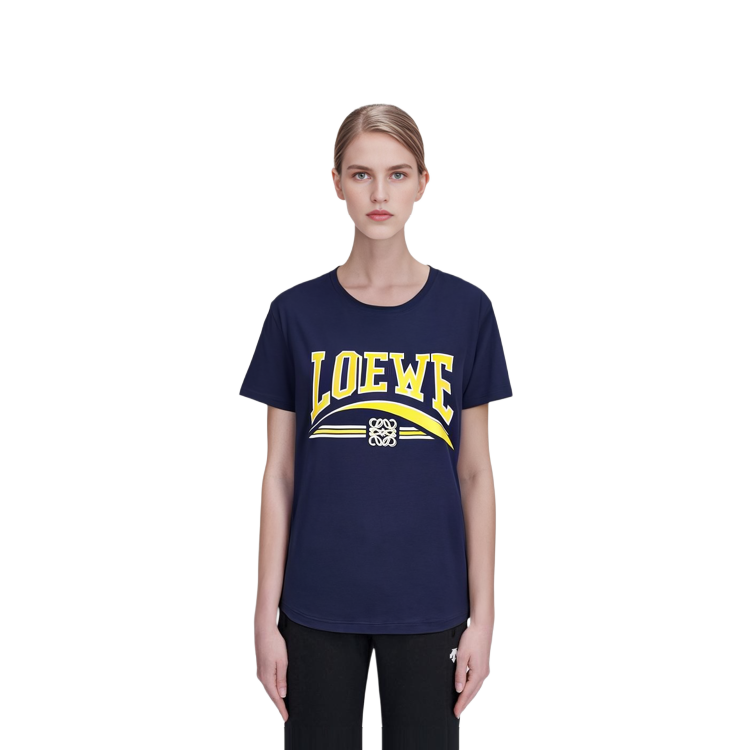 Shop (W) LOEWE SS23 藍色簡約短袖圓領T恤 S359Y22X30-5340
