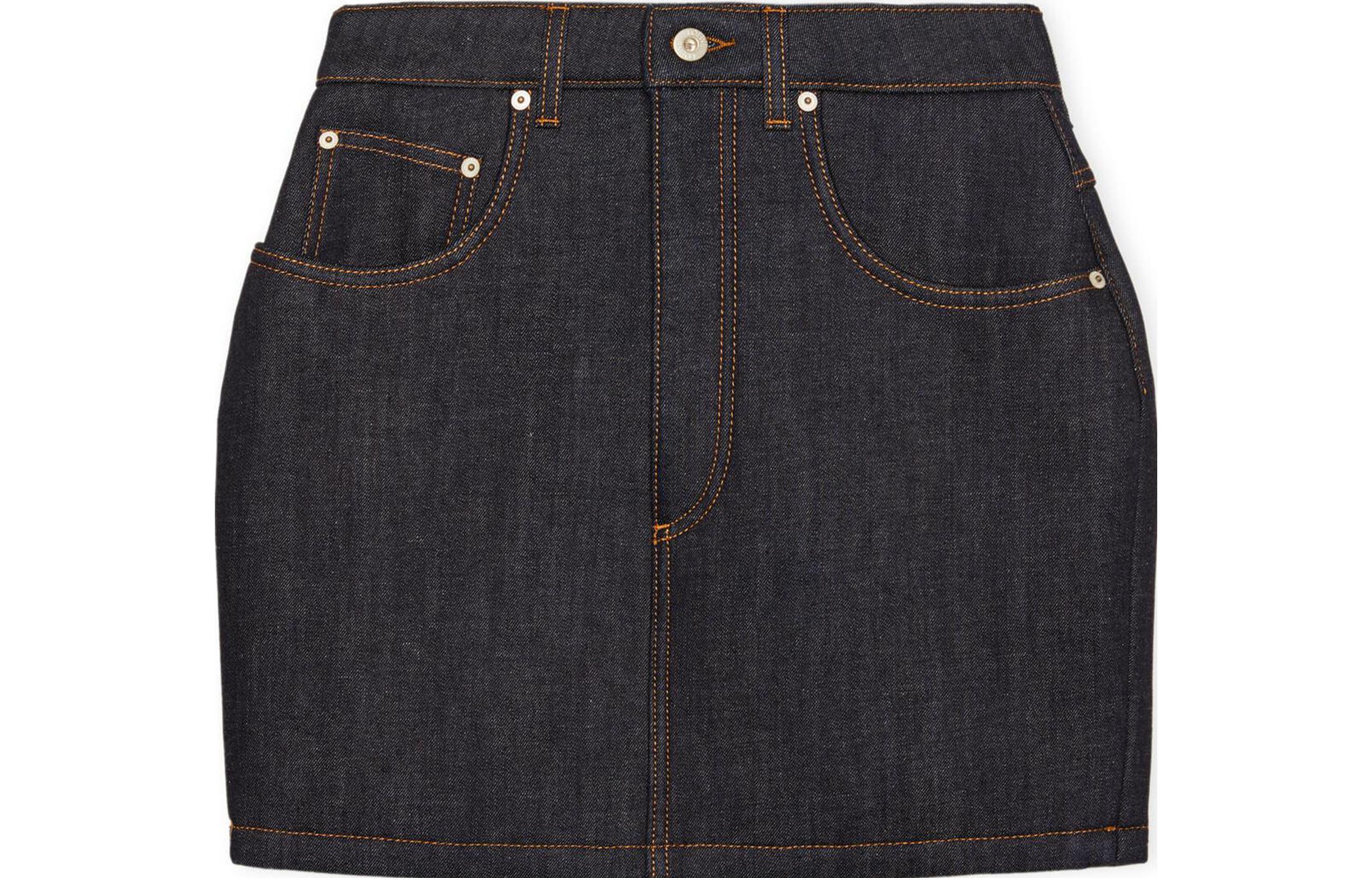 (Women) LOEWE SS23  Blue Straight Short Skirt with Logo Print. S359Y13X30-2834