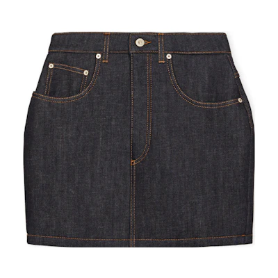 (Women) LOEWE SS23 Blue Straight Short Skirt with Logo Print. S359Y13X30-2834