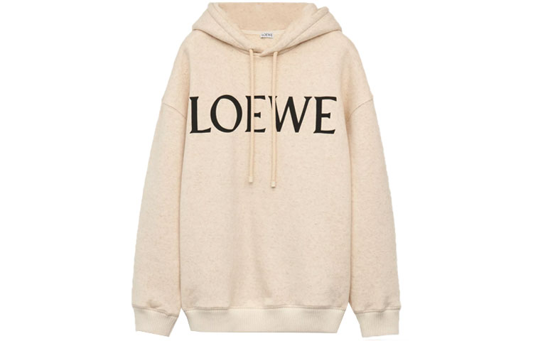Buy (Women) LOEWE SS23  Casual Hoodie with Logo Print Cream White S359Y25X17-2110