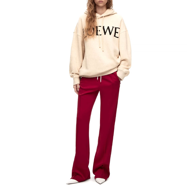 Lookbook (Women) LOEWE SS23  Casual Hoodie with Logo Print Cream White S359Y25X17-2110