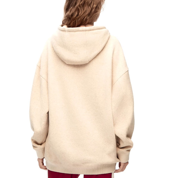 Shop (Women) LOEWE SS23  Casual Hoodie with Logo Print Cream White S359Y25X17-2110