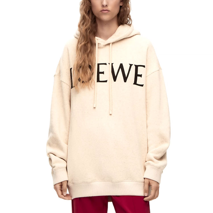 Purchase (Women) LOEWE SS23  Casual Hoodie with Logo Print Cream White S359Y25X17-2110