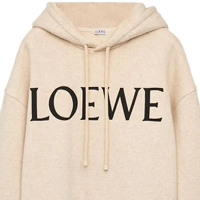 (Women) LOEWE SS23 Casual Hoodie with Logo Print Cream White S359Y25X17-2110 Details for (Women) LOEWE SS23 Casual Hoodie with Logo Print Cream White S359Y25X17-2110