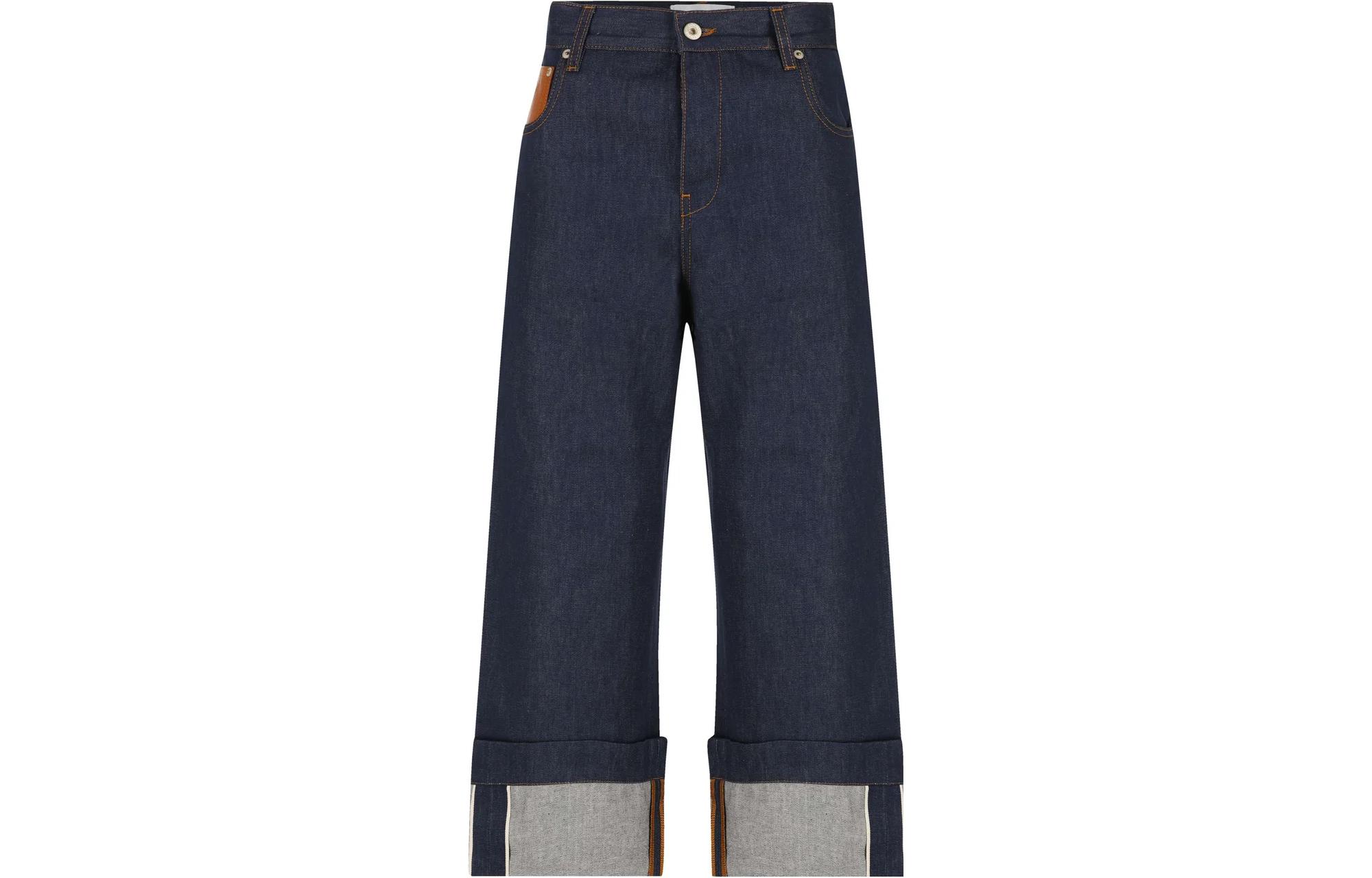 Order (W) LOEWE SS23 ダークブルーストレートレッグデニムジーンズ カフ付き S359Y11X68-2834