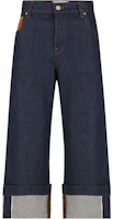Order (Women) LOEWE SS23 Dark Blue Straight-Leg Denim Jeans with Cuffed Hem. S359Y11X68-2834
