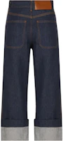 Lookbook (Women) LOEWE SS23 Dark Blue Straight-Leg Denim Jeans with Cuffed Hem. S359Y11X68-2834