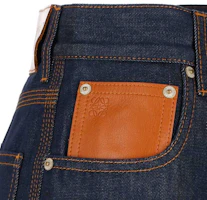 Shop (Women) LOEWE SS23 Dark Blue Straight-Leg Denim Jeans with Cuffed Hem. S359Y11X68-2834