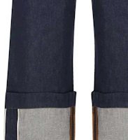 Details for (Women) LOEWE SS23 Dark Blue Straight-Leg Denim Jeans with Cuffed Hem. S359Y11X68-2834