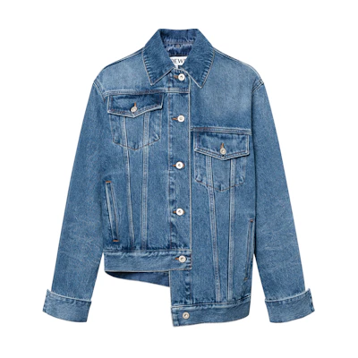(Women) LOEWE SS23 Denim Blue Long-Sleeve Jacket with Front Pocket. S359Y50X25-5810
