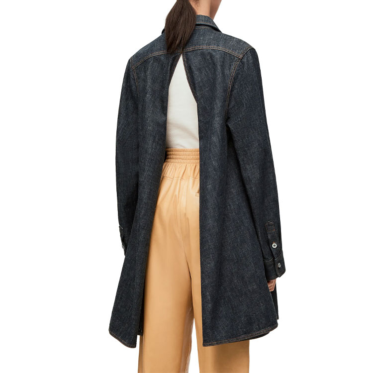 Details for (W) 로에베 SS23 데님 블루 포켓 패치 루즈 롱슬리브 셔츠 S540Y13X27-5400