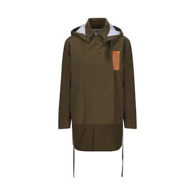 (Women) LOEWE SS23 Detachable Military Hooded Parka in Khaki Green. S540Y02X10-4160