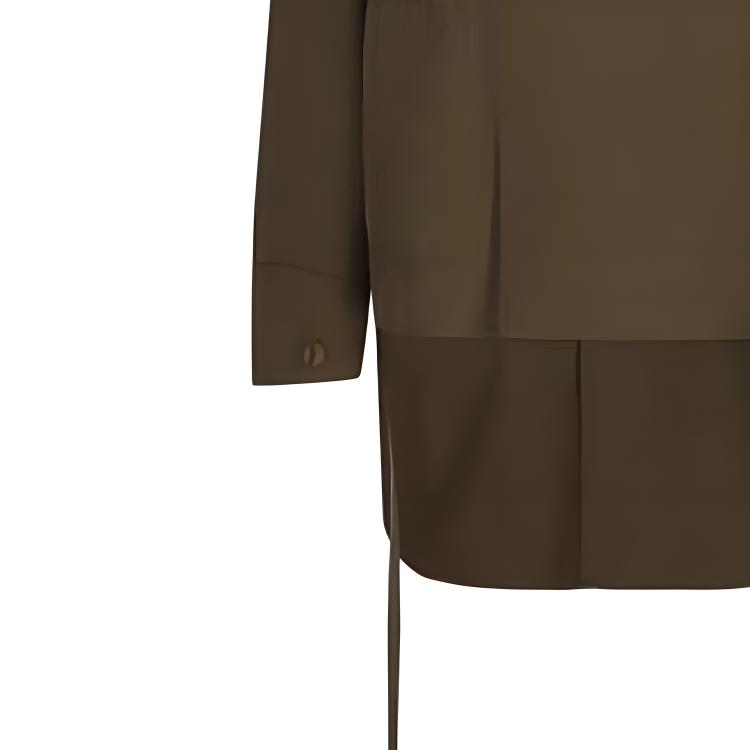 Sizing (W) LOEWE SS23 Jaket Parka Militar dengan Hood Lepas Pasang Warna Khaki Hijau. S540Y02X10-4160