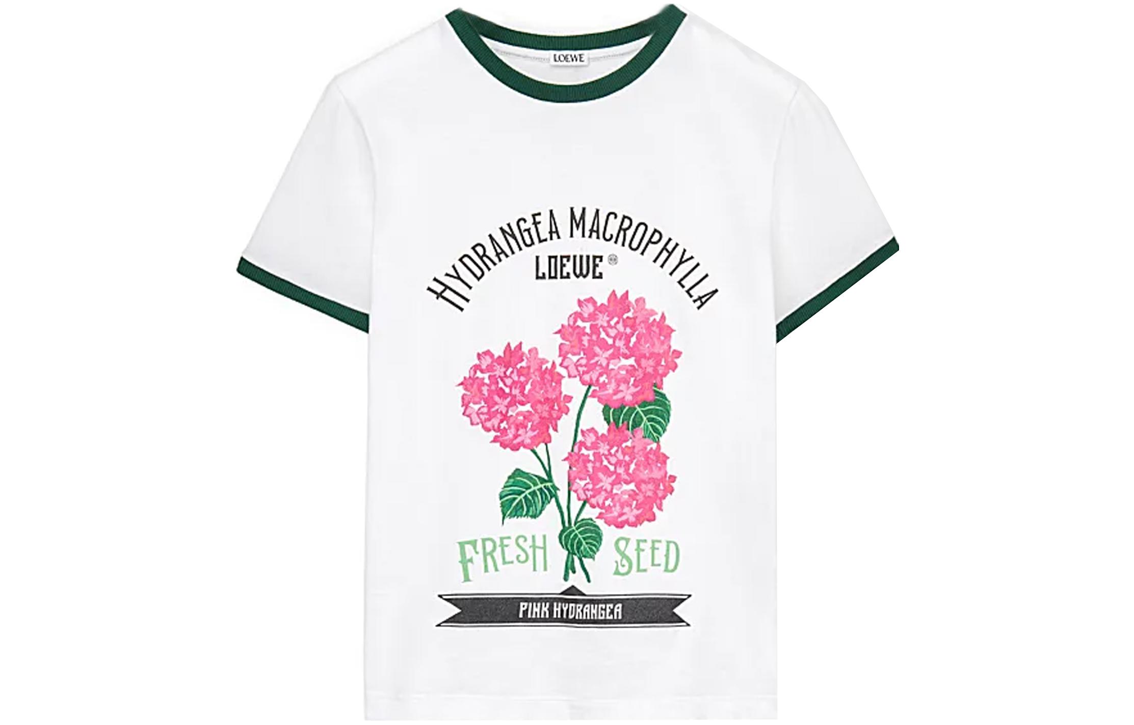 (Women) LOEWE SS23  Floral Logo Print T-Shirt in White. S540Y22X29-9523