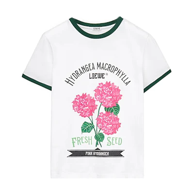 (Women) LOEWE SS23 Floral Logo Print T-Shirt in White. S540Y22X29-9523