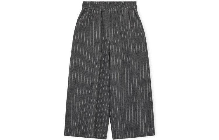 (Women) LOEWE SS23  Grey Striped Printed Straight-Cut Cropped Pants Casual. S359Y04XAM-1114