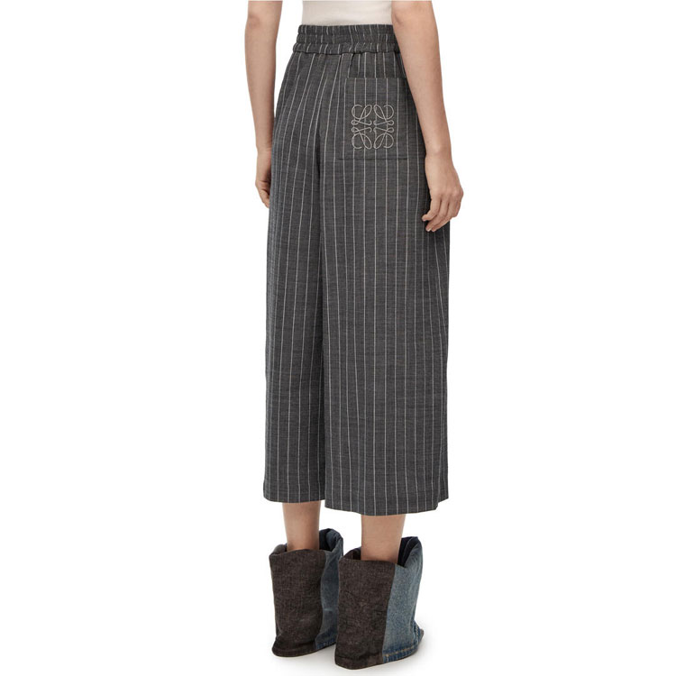 Shop (Women) LOEWE SS23  Grey Striped Printed Straight-Cut Cropped Pants Casual. S359Y04XAM-1114