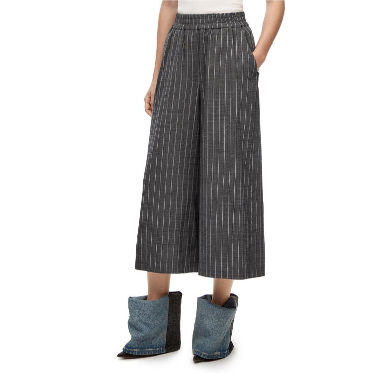 Purchase (Women) LOEWE SS23  Grey Striped Printed Straight-Cut Cropped Pants Casual. S359Y04XAM-1114