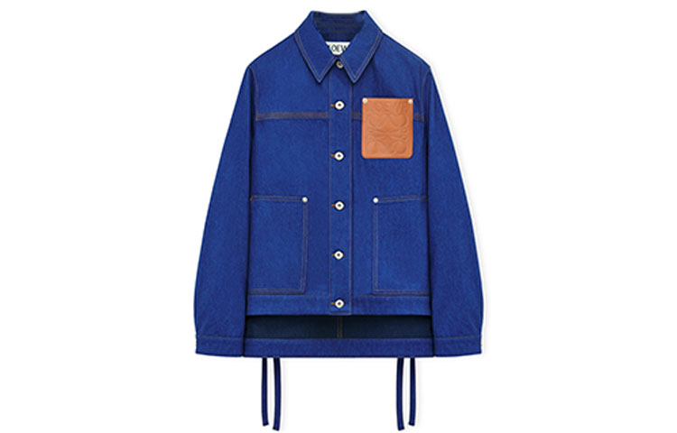 (Women) LOEWE SS23  Light Blue Denim Workwear Jacket with Chest Pocket. S359Y50X24-5451
