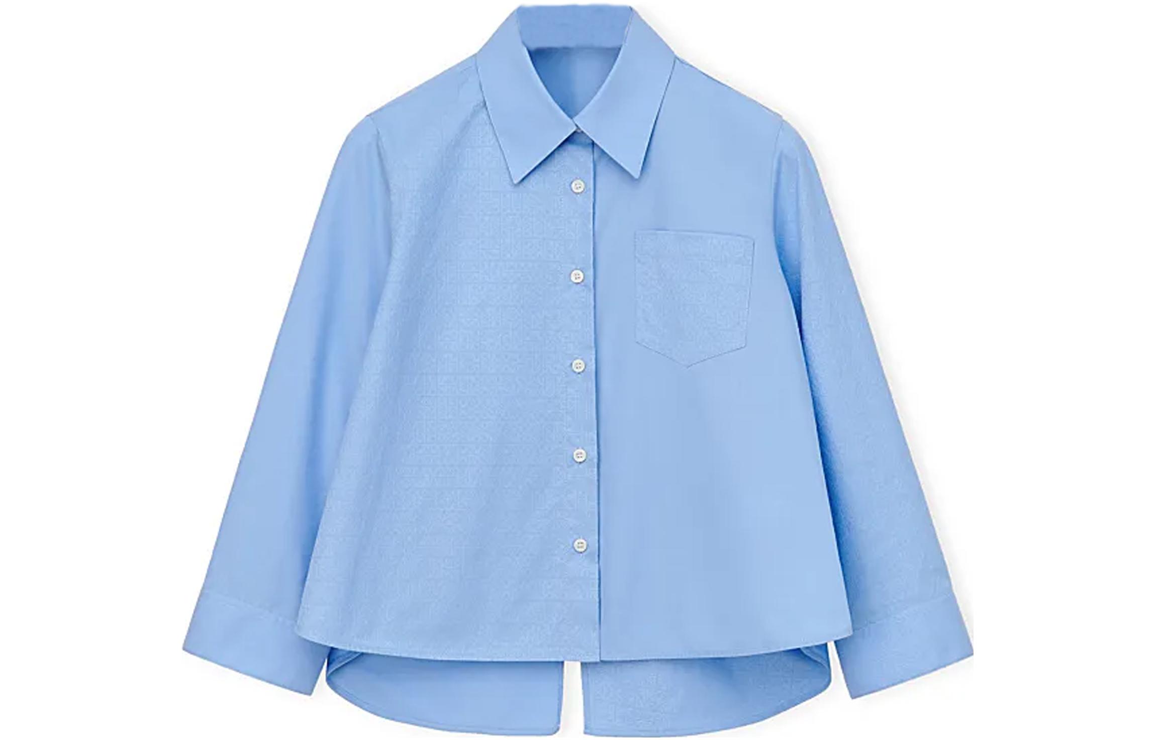 Order (W) ロエベ SS23 ロゴ 刺繍 長袖シャツ ピンク＆ブルー S540Y05X31-6410