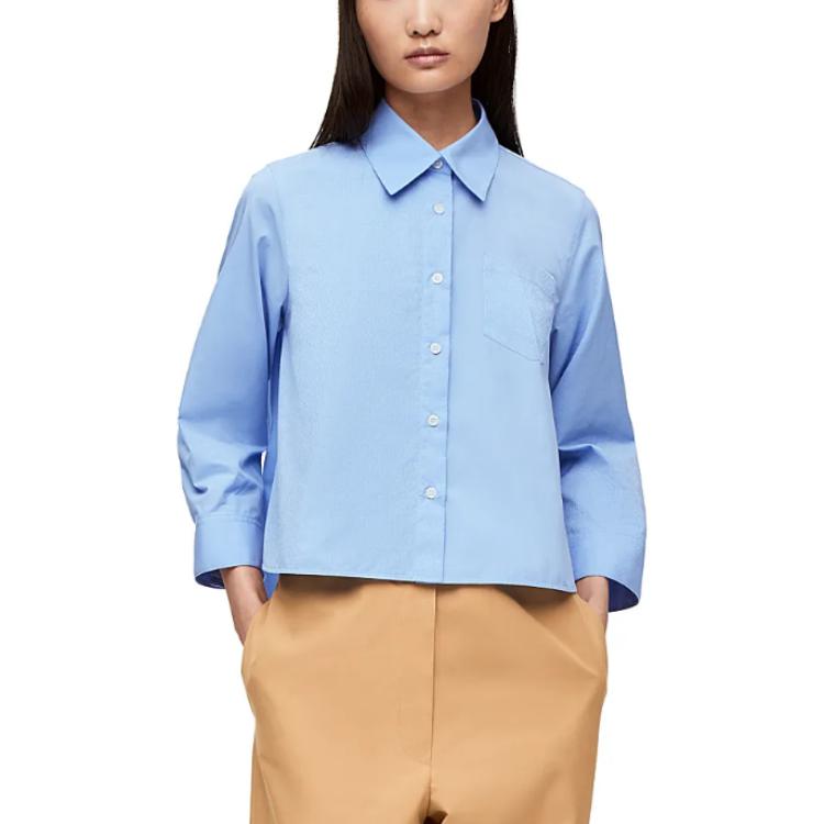 Lookbook (W) ロエベ SS23 ロゴ 刺繍 長袖シャツ ピンク＆ブルー S540Y05X31-6410