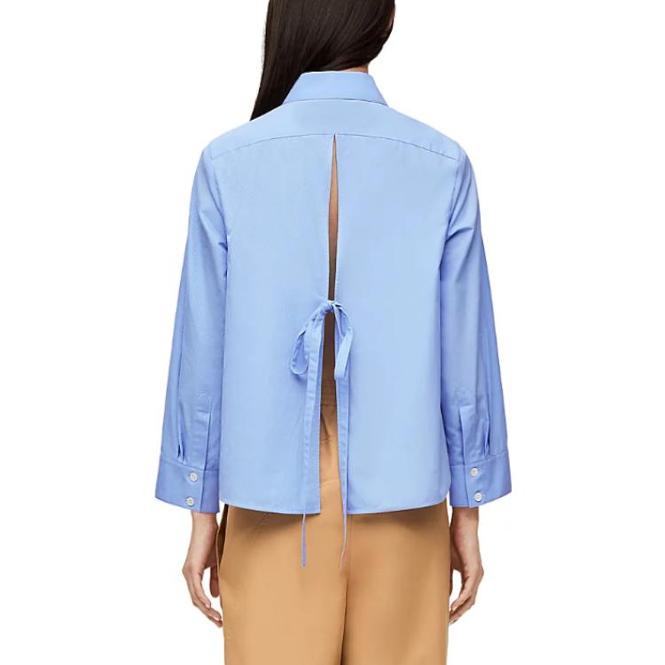 Shop (W) ロエベ SS23 ロゴ 刺繍 長袖シャツ ピンク＆ブルー S540Y05X31-6410