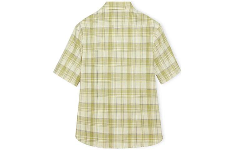 Lookbook (W) ロエベ SS23 チェック柄 半袖シャツ グリーン マルチカラー H526Y05WAG-4108