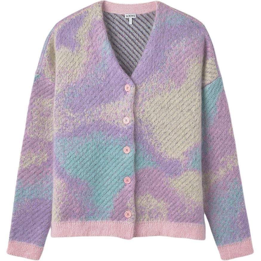 (Women) LOEWE SS23  Single-Breasted Cardigan Sweater Long Sleeve - Multi-color S540Y16K27-9990