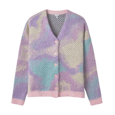 (Women) LOEWE SS23 Single-Breasted Cardigan Sweater Long Sleeve - Multi-color S540Y16K27-9990