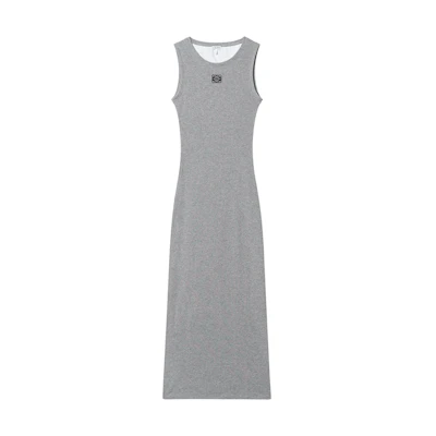 (Women) LOEWE SS23 Sleeveless Grey Dress with Solid Color and Logo Embroidery. S359Y51X31-1440