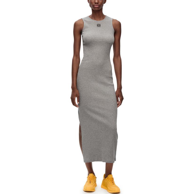 Lookbook (W) LOEWE SS23 Dress Tanpa Lengan Kelabu dengan Warna Solid & Sulaman Logo. S359Y51X31-1440