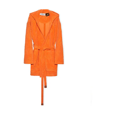 (Women) LOEWE SS23 Solid Jacquard Belted Long Sleeve Hoodie Jacket Orange. S616Y27X42-9100
