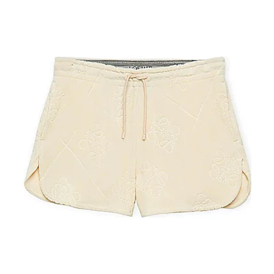 (Women) LOEWE SS23 Straight-fit Jacquard Shorts in Linen Beige with Logo Design. S616Y27J08-2370