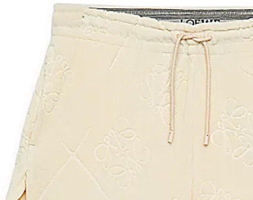 (Women) LOEWE SS23 Straight-fit Jacquard Shorts in Linen Beige with Logo Design. S616Y27J08-2370 Details for (Women) LOEWE SS23 Straight-fit Jacquard Shorts in Linen Beige with Logo Design. S616Y27J08-2370