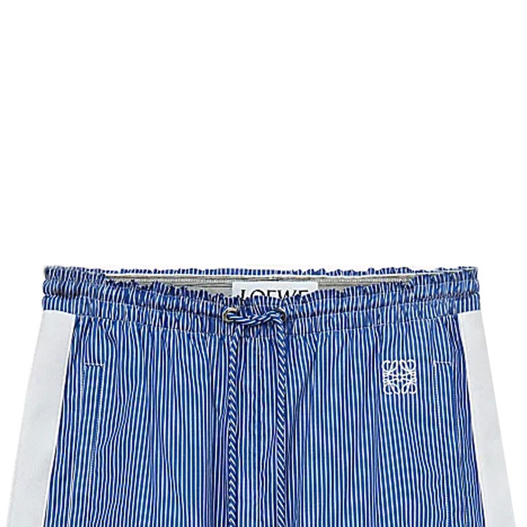 Details for (Women) LOEWE SS23  Striped Patchwork Drawstring Loose Shorts Navy Blue S540Y04XDT-5118