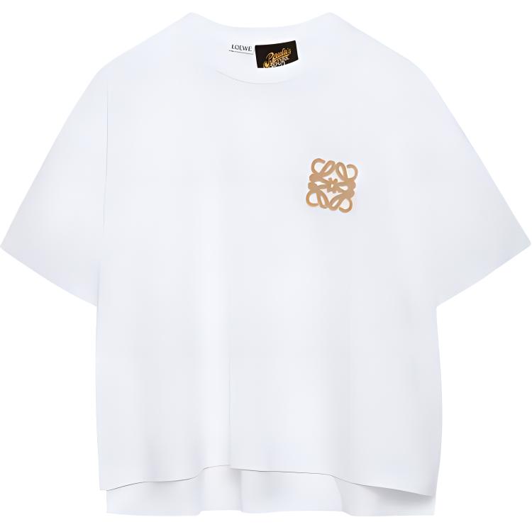 Order (W) LOEWE SS23 白色標誌刺繡短袖圓領T恤。 S616Y22J12-2112