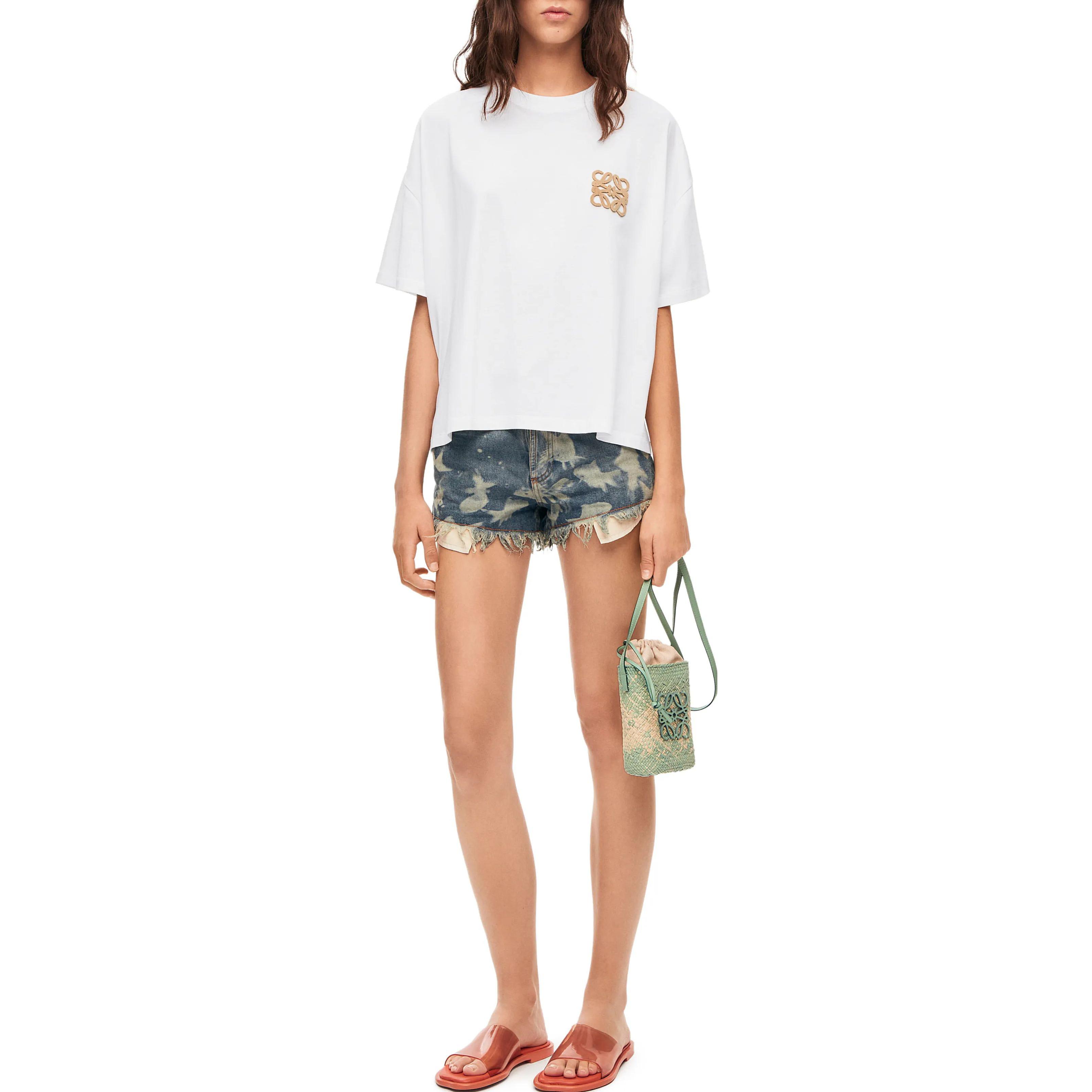 Lookbook (W) LOEWE SS23 白色標誌刺繡短袖圓領T恤。 S616Y22J12-2112