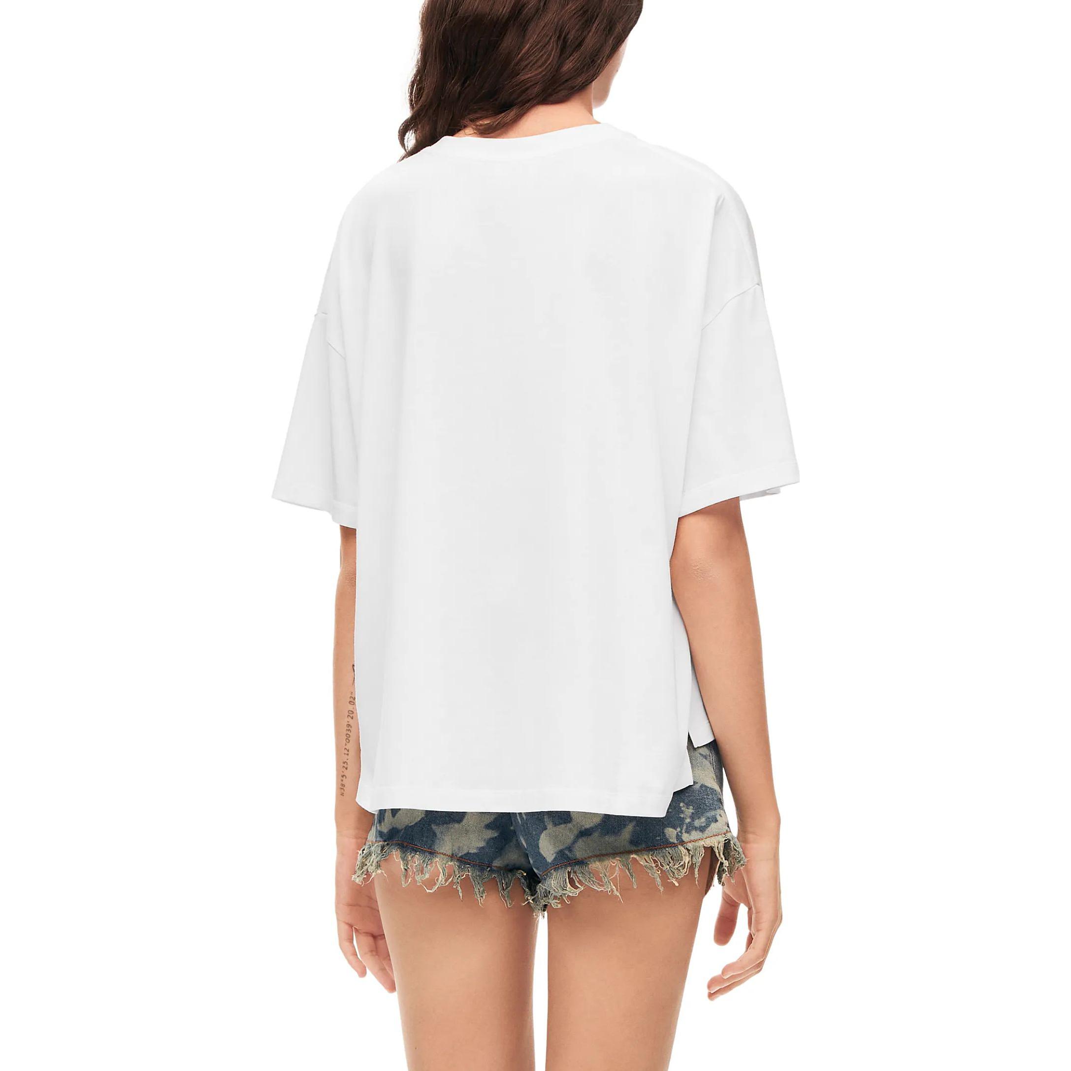 Shop (W) LOEWE SS23 白色標誌刺繡短袖圓領T恤。 S616Y22J12-2112