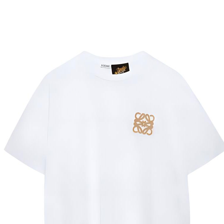 Sizing (W) LOEWE SS23 白色標誌刺繡短袖圓領T恤。 S616Y22J12-2112
