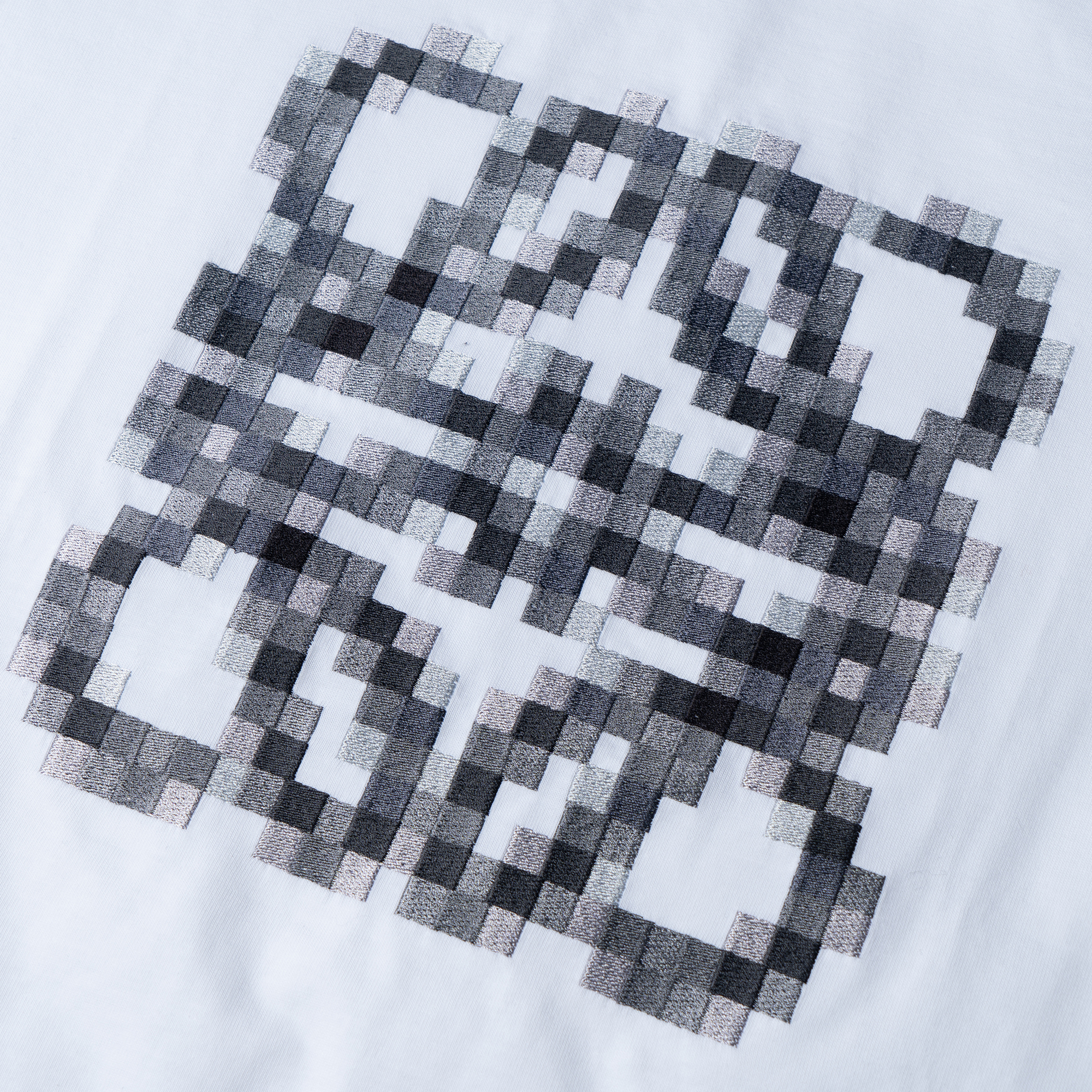 Cheap (W) 로에베 SS23 화이트 픽셀 아나그램 자수 모자이크 로고 티셔츠. S540Y22X35-8995