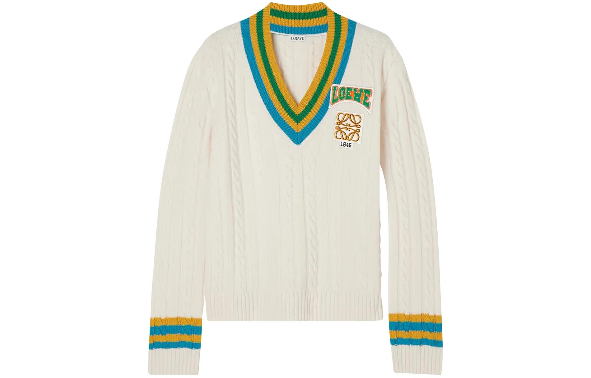 Order (Women) LOEWE SS23  White V-Neck Sweater with Logo Print. S359Y14KBS-1950