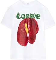 (Women) LOEWE SS23 Anthurium Print White Short Sleeve T-Shirt Women S540Y22X28-2107 (Women) LOEWE SS23 Anthurium Print White Short Sleeve T-Shirt Women S540Y22X28-2107