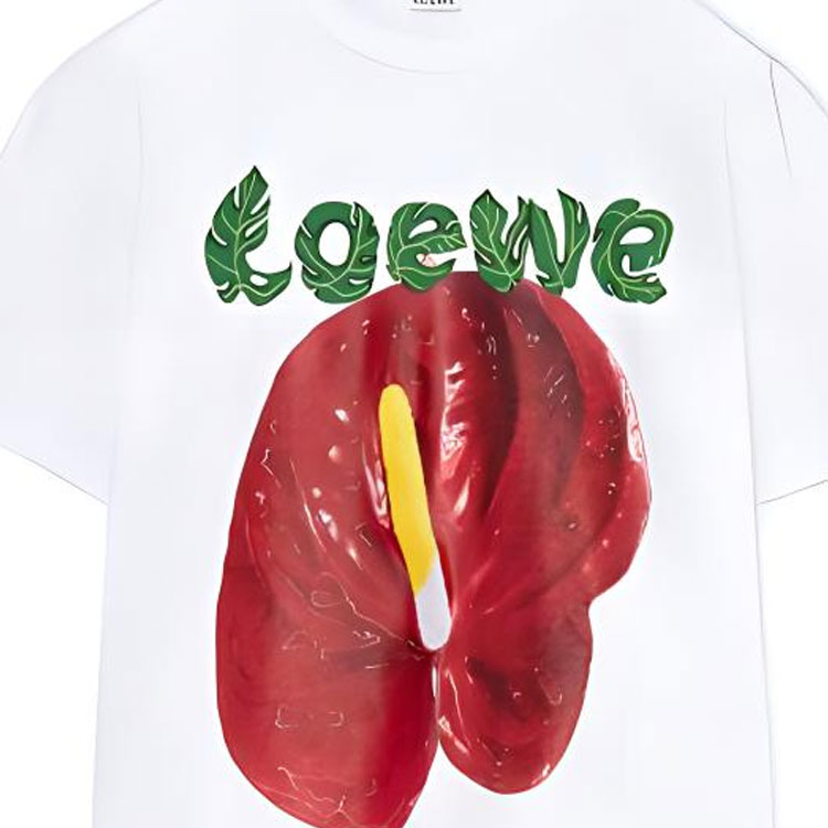 Details for (W) LOEWE SS23 Baju-T Putih Wanita Cetakan Anthurium Pendek S540Y22X28-2107