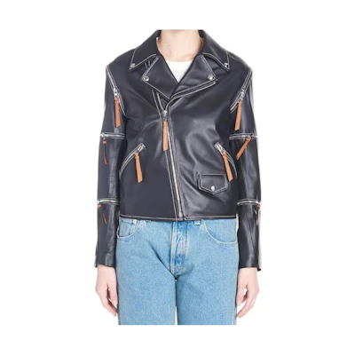 (Women) LOEWE SS23 Black Zipper Biker Jacket S1198920CL1100