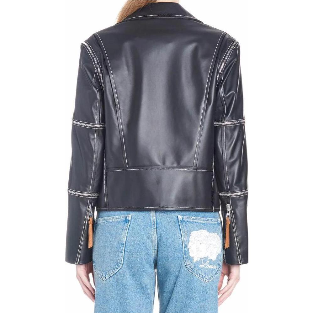 (Women) LOEWE SS23 Black Zipper Biker Jacket S1198920CL1100 圖 4