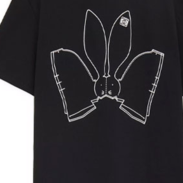 Details for (W) LOEWE SS23 Camiseta Negra con Estampado de Conejo de Dibujos Animados S359Y22X31-1100