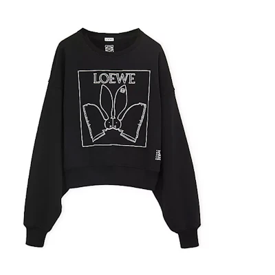 (Women) LOEWE SS23 Chinese New Year Rabbit Print Sweatshirt Black - Long Sleeve S359Y24X24-1100